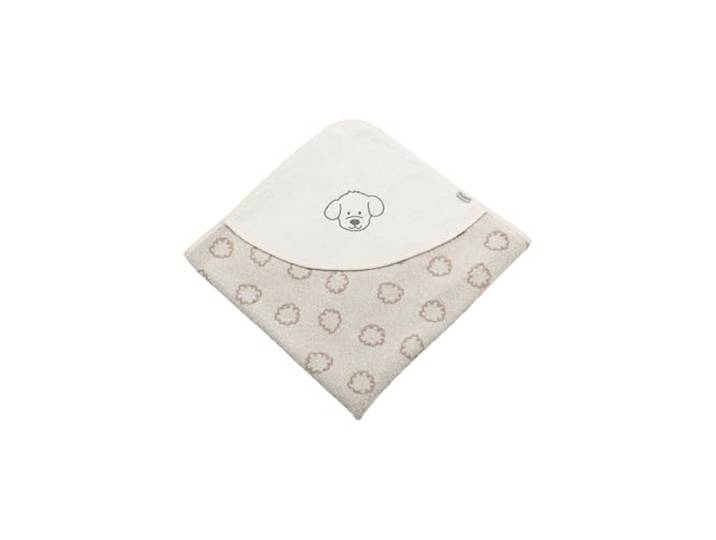 Sterntaler Kapuzenbadetuch 80x80 cm Hund Lucky - Badetuch mit Stickerei - Babyhandtuch mit Kapuze aus saugfähiger Baumwolle, Ecru