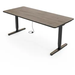 Yaasa Desk Pro, 200x80 cm, Eiche dunkel/Schwarz - Schreibtisch elektrisch höhenverstellbar