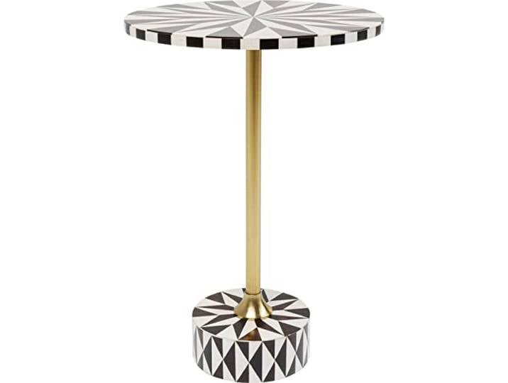Kare Design Beistelltisch Domero Star Weiß/Braun, Durchmesser 40cm, Wohnzimmertisch, Beistelltisch rund, Couchtisch, Stahlgestell, Beistelltisch Couch, 60x40x40cm (H/B/T)