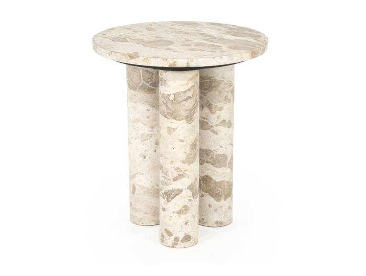 By-Boo Ronde Bijzettafel Marmo Marmer, 40cm - Beige