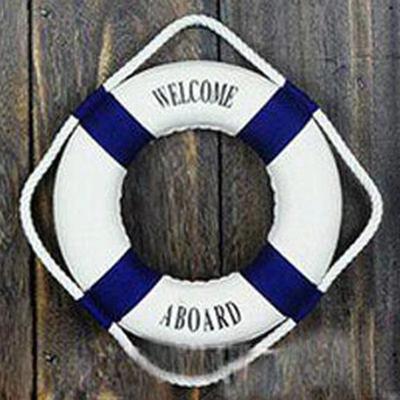 Inspired Finds Nautical Welcome Life Buoy Wall Hanging Coastal Beach Decor blue 9.8in