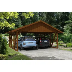 Skan Holz Schwarzwald Doppel 684x600cm Dachsch.nussbaum ohne Rückwand Holzcarport