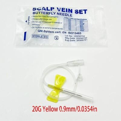 Inspire Select Disposable Pet Butterfly IV Infusion Needle Double Wing Veterinary Intravenous Catheter For Pet Medical Care 20g Yellow 50 Pcs