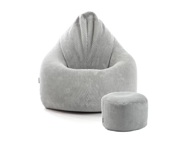 Sitzsack mit Hocker Cord Der Tagträumer Made in Germany Füllung in Grau