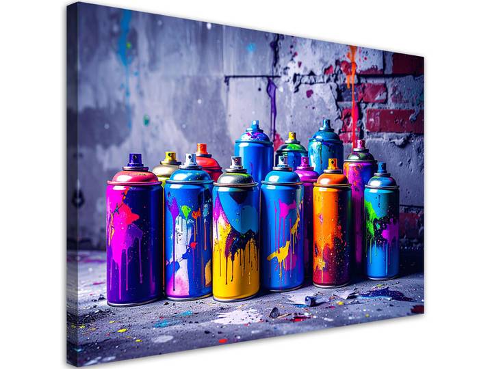Feeby Leinwandbild Sprühfarbe Graffiti 120x80cm, Mehrfarbig, Abstrakt, Rechteckig, 120x80 cm, Bilder & Rahmen, Bilder, Leinwandbilder