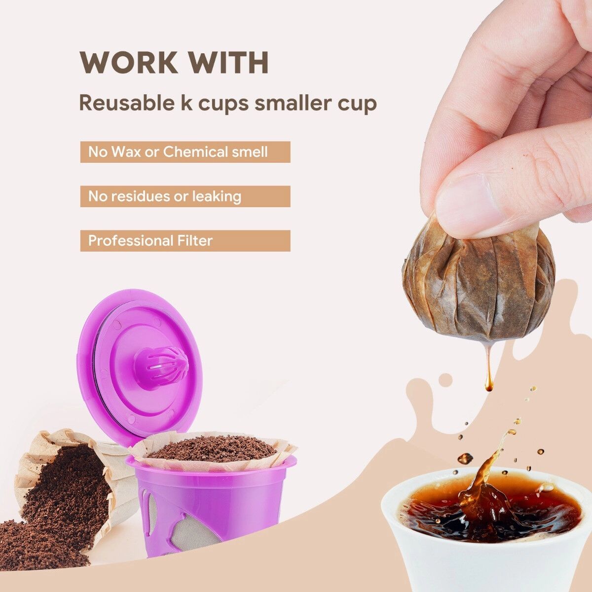INF Einweg-K-Cup-Kaffeefilter aus Holzfaser, 50 Stück für wiederverwendbare Kaffeemaschinen