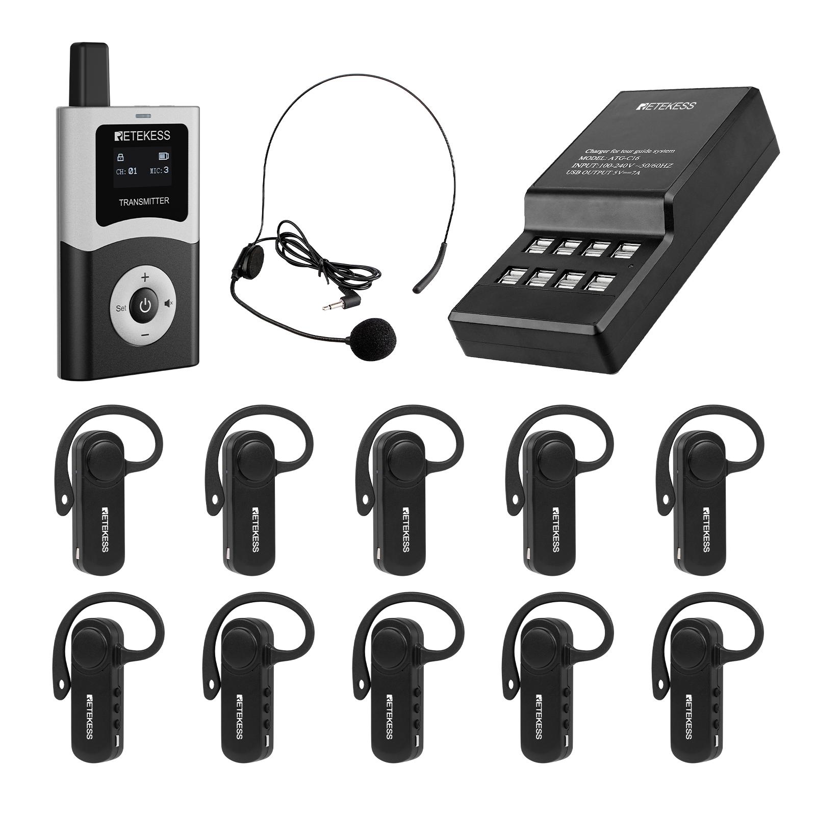 Retekess T131R Tour Guide System, 15 g Ohrbügel, GFSK-Modulation, 150 m, 12 H Betriebszeit, kompatibel mit dem T130U Sender, für Reittraining Fabrik