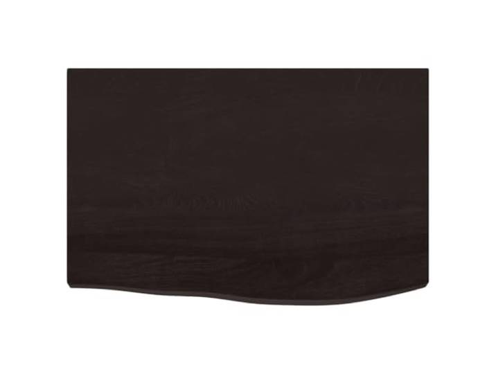 KTHLBRH Tischplatte Eiche massiv 60 x 40 x (2-4) cm Dunkelbraun Lange Seitenkante, handgefertigt, dunkle Oberfläche, gebrauchsfertig, als Tischersatz