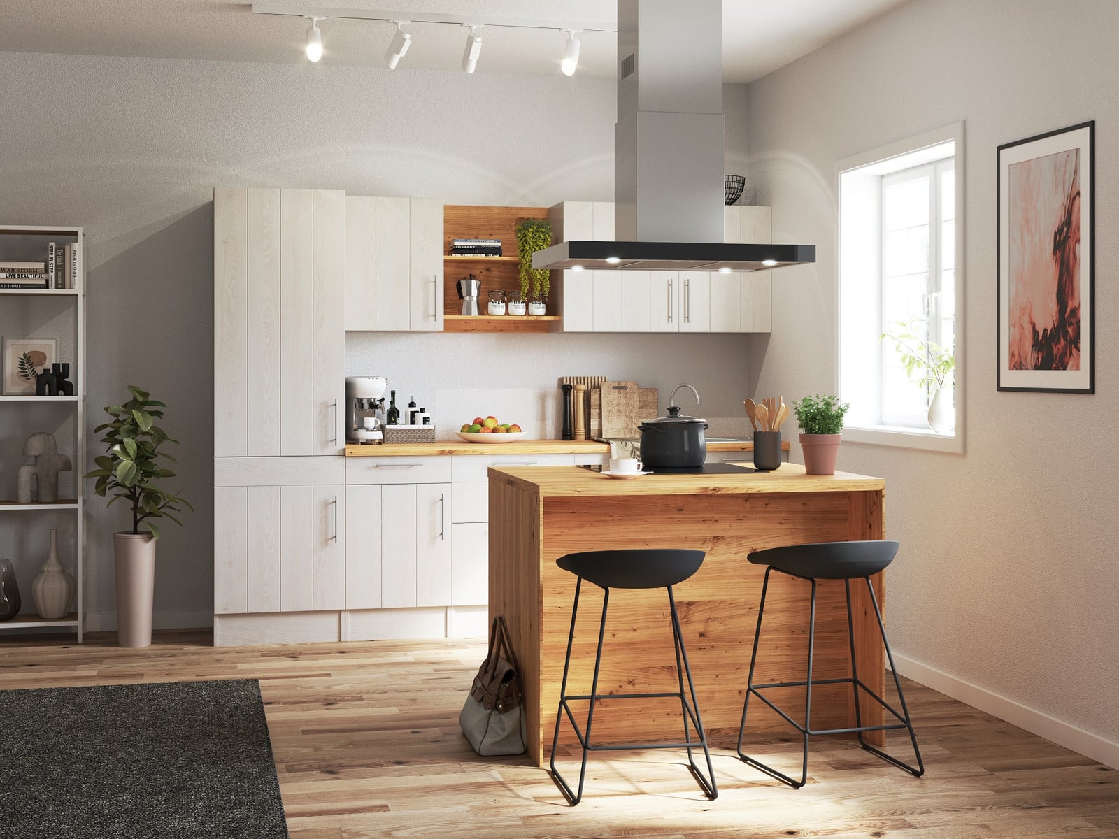 home24 Kookeiland Anton variant B wit, Breedte: 280 cm