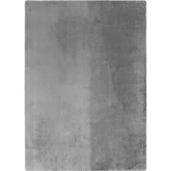 Teppich Kurzflor Unifarben Polyester Antirutsch Wohnzimmer Silber Rund 160x160 | Kadima Design