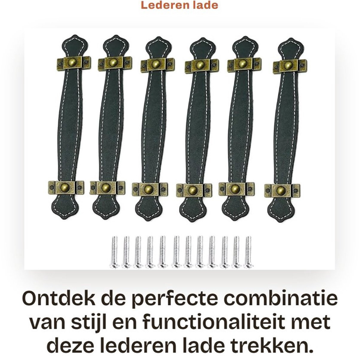 Dailygoods Set van 6 handgemaakte lederen ladehandgrepen in vintage stijl