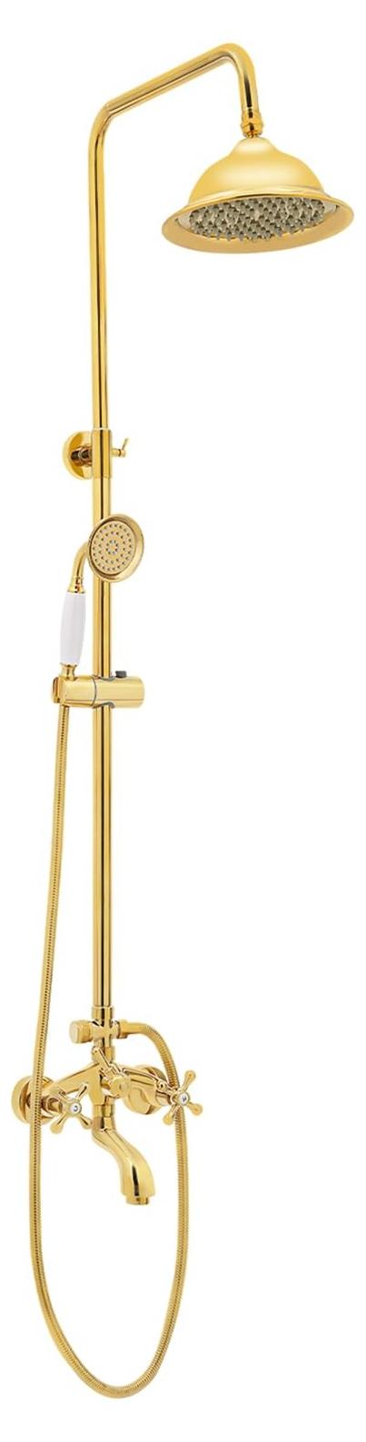Duschset im Retro-Stil - Handbrause und Kopfbrause - Goldfarben