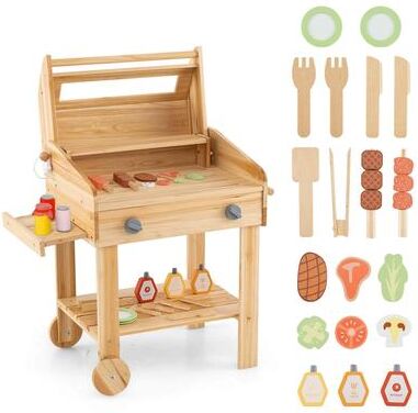 Wooden Play Barbecue Toy Set Kids Grill Play Set w/ Grilling Tools