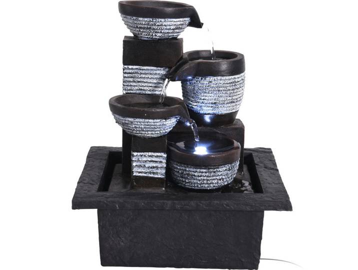 Home Styling Collection Zimmernbrunnen Dekoration LED 21,5/19/26 cm, Schwarz, Kunststoff, 19x26x21.5 cm, Dekoration, Dekofiguren & Skulpturen, Dekoobjekte