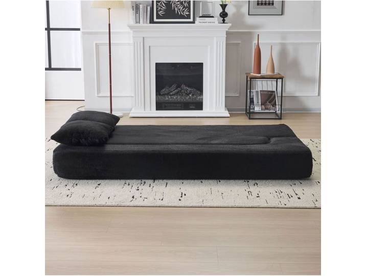 Banquette convertible noire design moderne sans montage requis usage double pour salon chambre invités