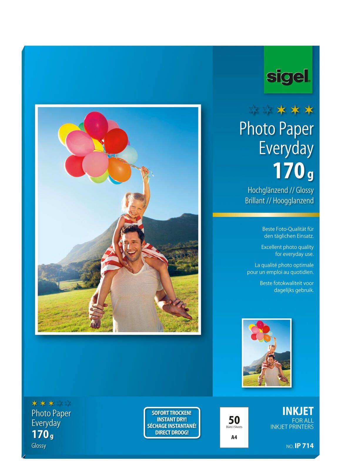 SIGEL Fotopapier Inkjet Everyday DIN A4 hochglänzend 170 g/m² IP714