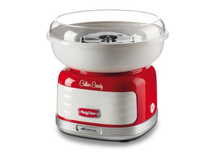 Ariete Machine à Barbe à Papa Party Time 2973\, Machine à Barbe à Papa pour Sucre Semolato ou Barbe à Papa\, Unité de dosage et 4 cônes inclus\, 450 W\, Rouge