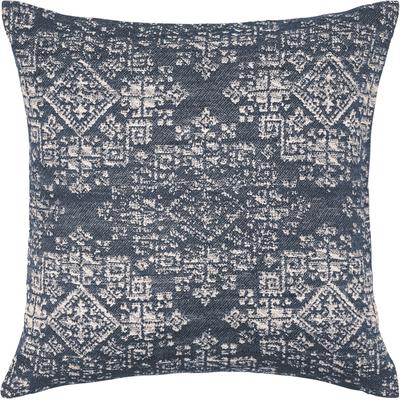 Dekokissen PAD "ROOT", blau (natural, ethnomuster), B:50cm L:50cm, Baumwolle, Seide, Dekokissen_Sitzkissen_Kissenhüllen, Seidenmischung mit lebendiger Textur – edel und griffig
