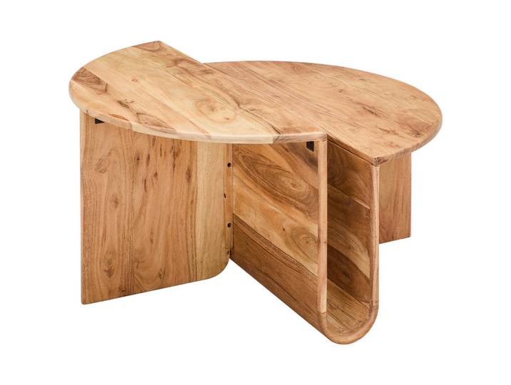 Livetastic Couchtisch, Akazie, Holz, Akazie, vollmassiv, Holz, rund, Wange, 40x80x80 cm, Wohnzimmer, Wohnzimmertische, Couchtische