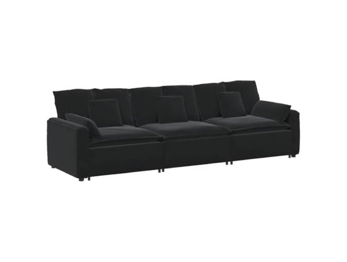 Makastle Modulares Sofa mit Kissen Schwarz Samt 324 cm