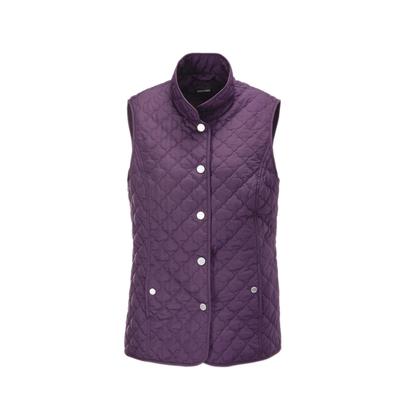 Kurzweste GOLDNER "Sportive Steppweste", Damen, Gr. 40, lila (dunkle pflaume), Obermaterial: 100% Polyester PES., Westen, Druckknöpfe mit hochwertiger GOLDNER-Gravur