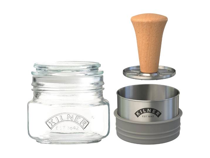 Vorratsglas KILNER set 500 ml , silberfarben, B:15cm H:20cm L:15cm, Glas, Holz, Silikon, Lebensmittelaufbewahrungsbehälter, Vorratsglas