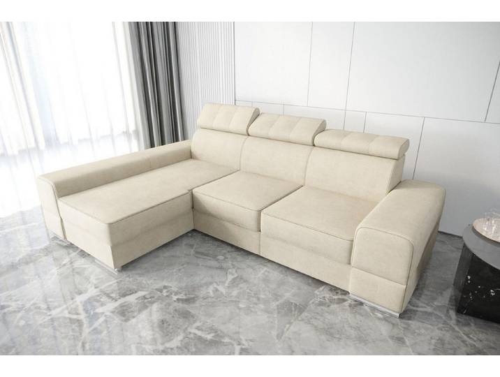 JVmoebel Ecksofa Beiges Designer Ecksofa mit verstellbaren Kopfstützen, Made in Europa