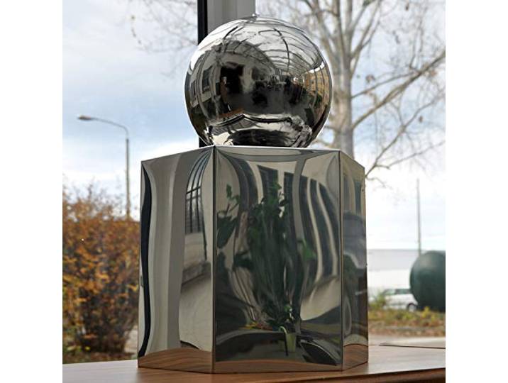 Köhko® Springbrunnen Ø 20 cm mit LED-Beleuchtung in hexagonischen Edelstahlbecken hochglanzpoliert Gartenbrunnen