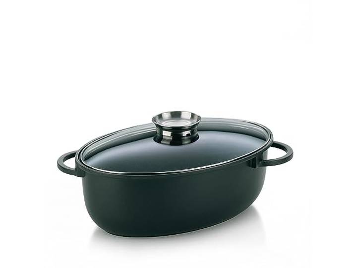 kela Bräter 8 Liter, Induktion Bräter oval KERROS, Deckel mit Aromaknopf, Aluguss beschichtet, Schmortopf backofengeeignet