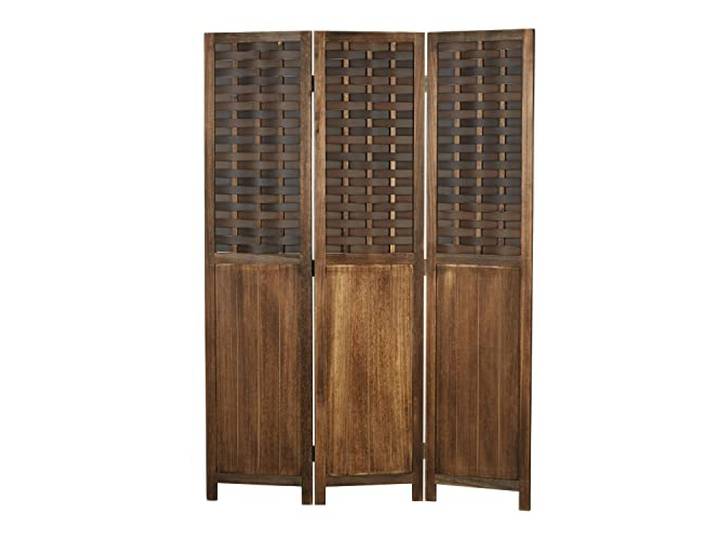 Homestyle4u 2023, Paravent Raumteiler Holz Dunkel Braun 3 teilig Rattan Optik Trennwand Sichtschutz