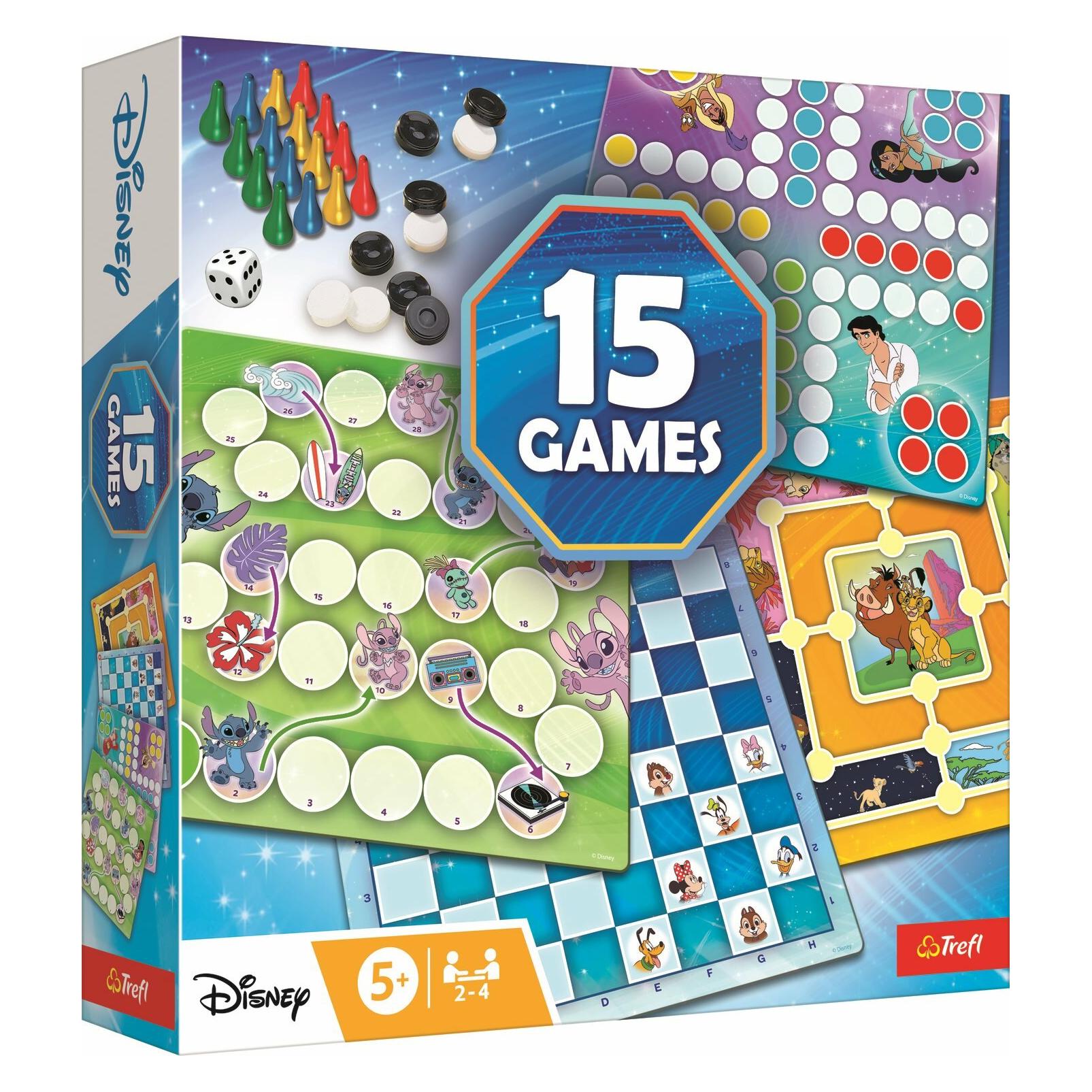 Trefl TR Set mit 15in1 Spielen Disney EST LV LT SWE FIN (Estnisch, Finnisch, Lettisch, Schwedisch, 2 - 4 Spieler) (2583)