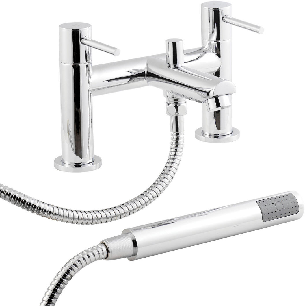 Nuie 2 Handle Bathroom Bath Shower Mixer with Diverter and Handshower Included Chrome 9.4cm