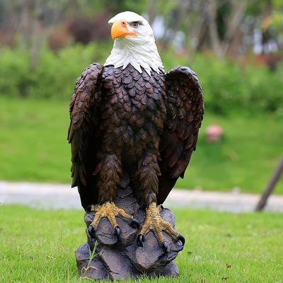 GDFStudio - Resin Hand-Painted Bald Eagle Statue Indoor Outdoor Patriotic Garden Decor Ornament