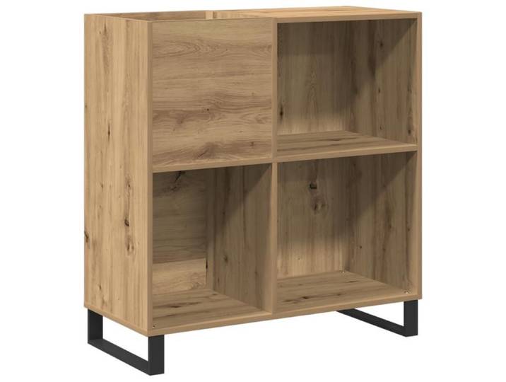 Meuble à disques en bois vieilli - vidaxl - 84.5x38x90 cm - Marron - Chêne massif - 2 portes - 3 étagères