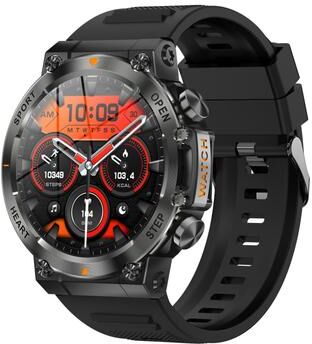 Inspired Deals AK61 Bluetooth Smart Watch With BT Calling Fitness Tracker And Health Monitoring Watch black Silicone