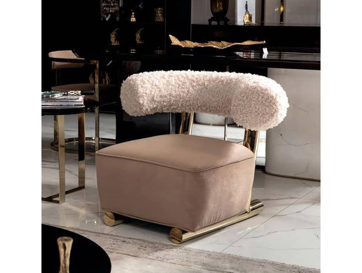 JVmoebel Sessel Luxus Sessel Wohnzimmer Polyester Beige Jugendliche Ästhetik (1-St), Made in Europa