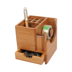 Bartl Stiftebox mit Klebefilm- Abroller Bambus 270367