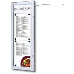 SHOWDOWN Displays Showdown Speisekartenhalter LED Outdoor - 2x DIN A4 hoch - Aluminium / Stahl - Silber