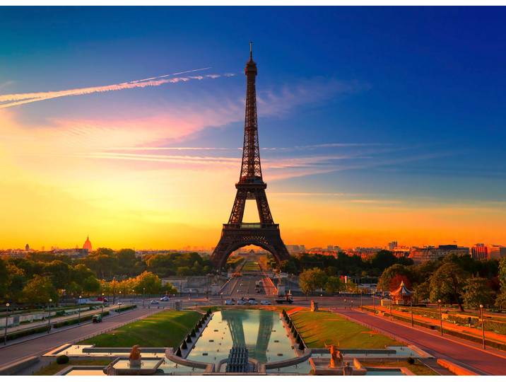 Fototapete PAPERMOON Paris Eiffel Tower , bunt, B:5m L:2,8m, Vlies, Tapeten, Fototapete