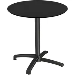 Feros X Cross Terrassentisch Schwarz gestell + Schwarz HPL Ø70 cm