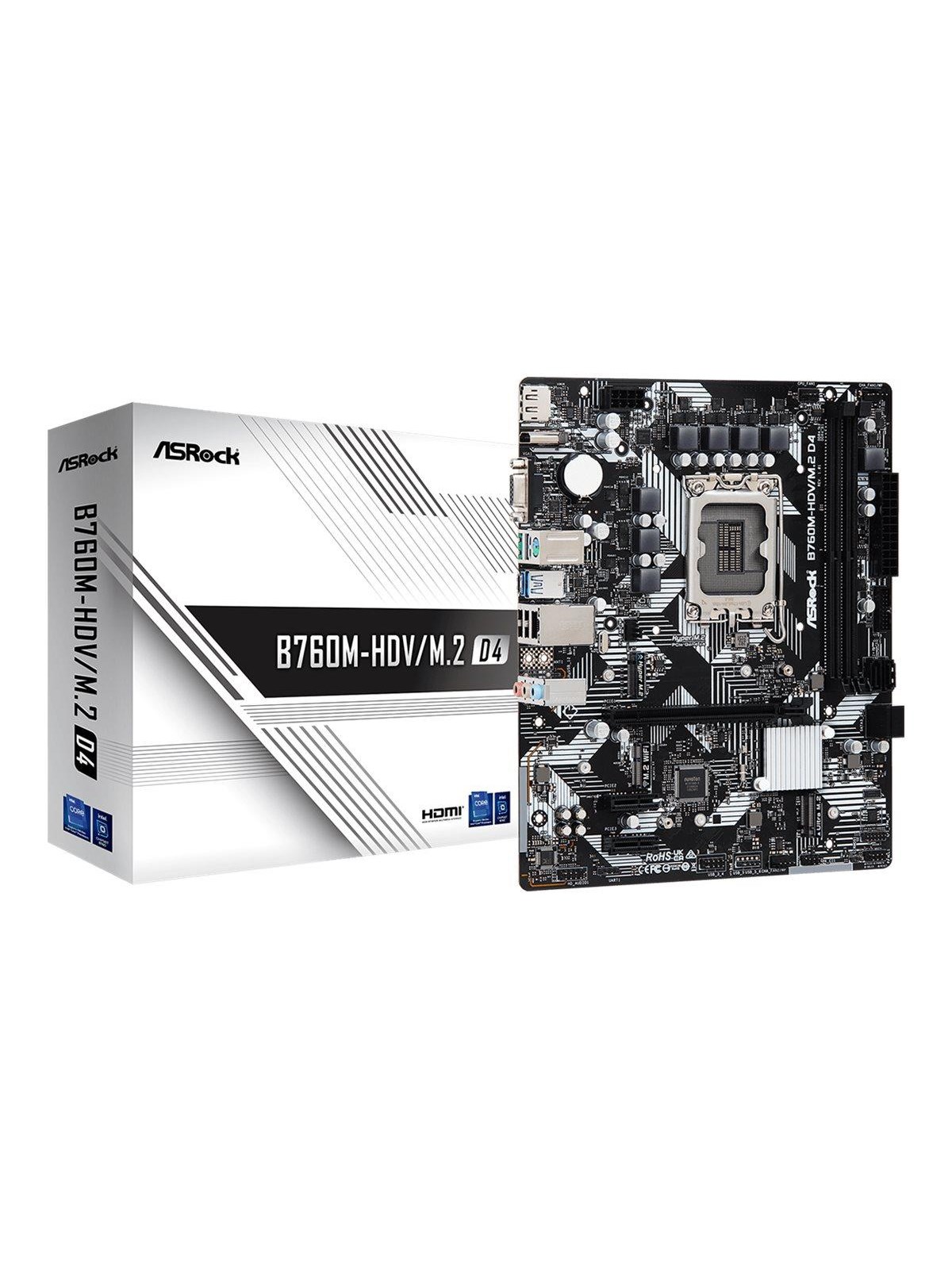 ASRock B760M-HDV/M.2 D4 Mainboard - Intel B760 - Intel LGA1700 - DDR4 RAM - Micro-ATX