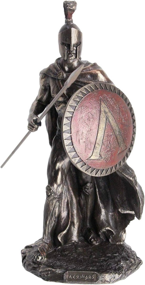 Veronese Design Beeld Leonidas met Speer H 24,76 cm x B 18,88 cm x D 15,24 cm