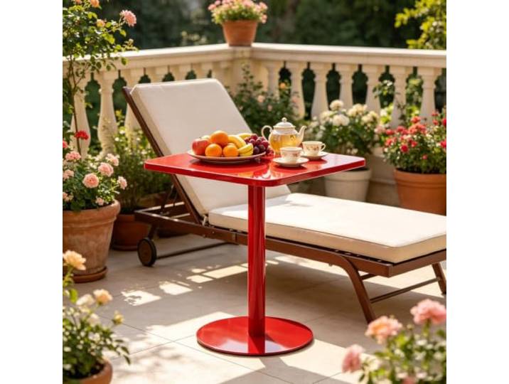 Gaommini Roter Esstisch, Bartisch, Freizeitsofa, Couchtisch, Teetisch Quadratischer Bistro-Pub-Tisch in Thekenhöhe mit stabiler Basis und einfacher Montage(70x70x73cm)