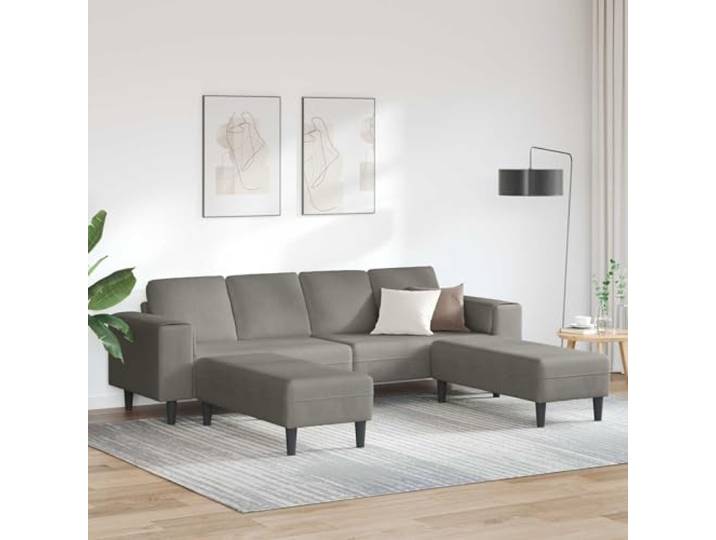 ZQQLVOO Cord Sofa Hellgrau 250 x 188 x 76 cm 3-Sitzer, Atmungsaktiver Stoff, Federkissen, Stabile Beine, Modernes Design