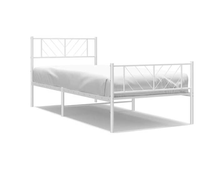 KTHLBRH Bettgestell aus Metall, weiß, mit Kopf- und Fußteil, 100 x 200 cm Pulverbeschichteter Stahl, Metall-Latten und Beine in der Mitte, 26 cm Unterbetthöhe, Montage erforderlich