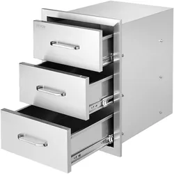 VEVOR Outdoor-Küchenschubladen flächenbündig montierte Grillschubladen mit dreifachem Zugriff und Edelstahlgriff, Grillinselschubladen für Außenküchen oder Grillinsel-Terrasse 400 x 450 x 450 mm