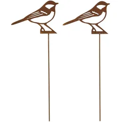 GARTENSTECKER Metall – Rostoptik Gartenfigur Kohlmeise 2er-Set