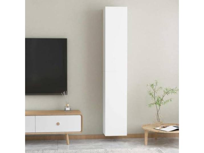 HEFZGDB TV-Schränke 2 STK. Weiß 30,5x30x90 cm Holzwerkstoff Wandschrank mit Einlegeböden für Wohnzimmer Aufbewahrung modernes Design