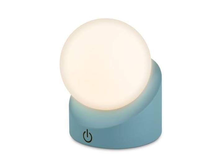BRILONER - Mini lampe de table LED sans fil IP54 avec touche\, variateur par paliers\, batterie et source interchangeables\, lampe de chevet\, boule\, lampe LED\, lampe de table\, 10x8x9 cm\, bleu