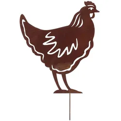 Esschert Design, Aussendekoration, Dekofigur Huhn Gartenstecker Rostoptik Baustahl